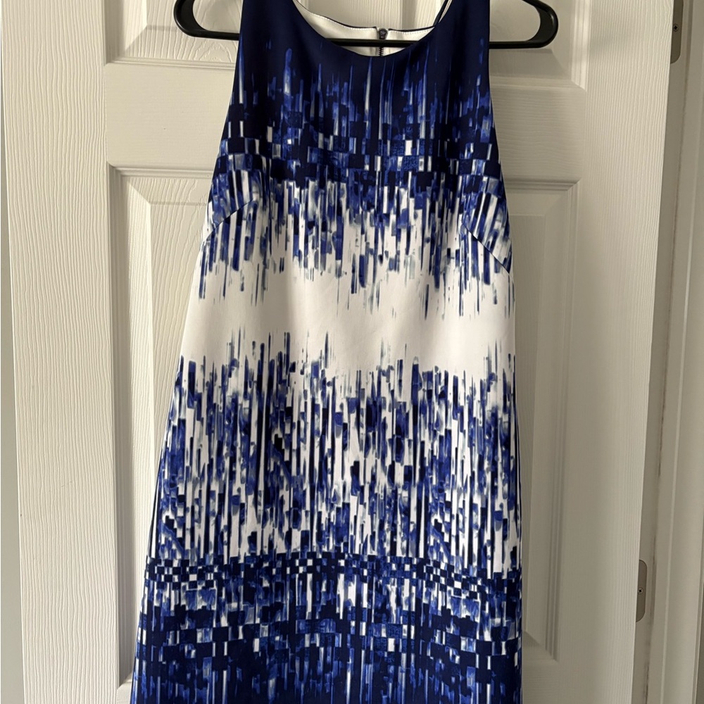 Vince Camuto Navy and White Midi Dress